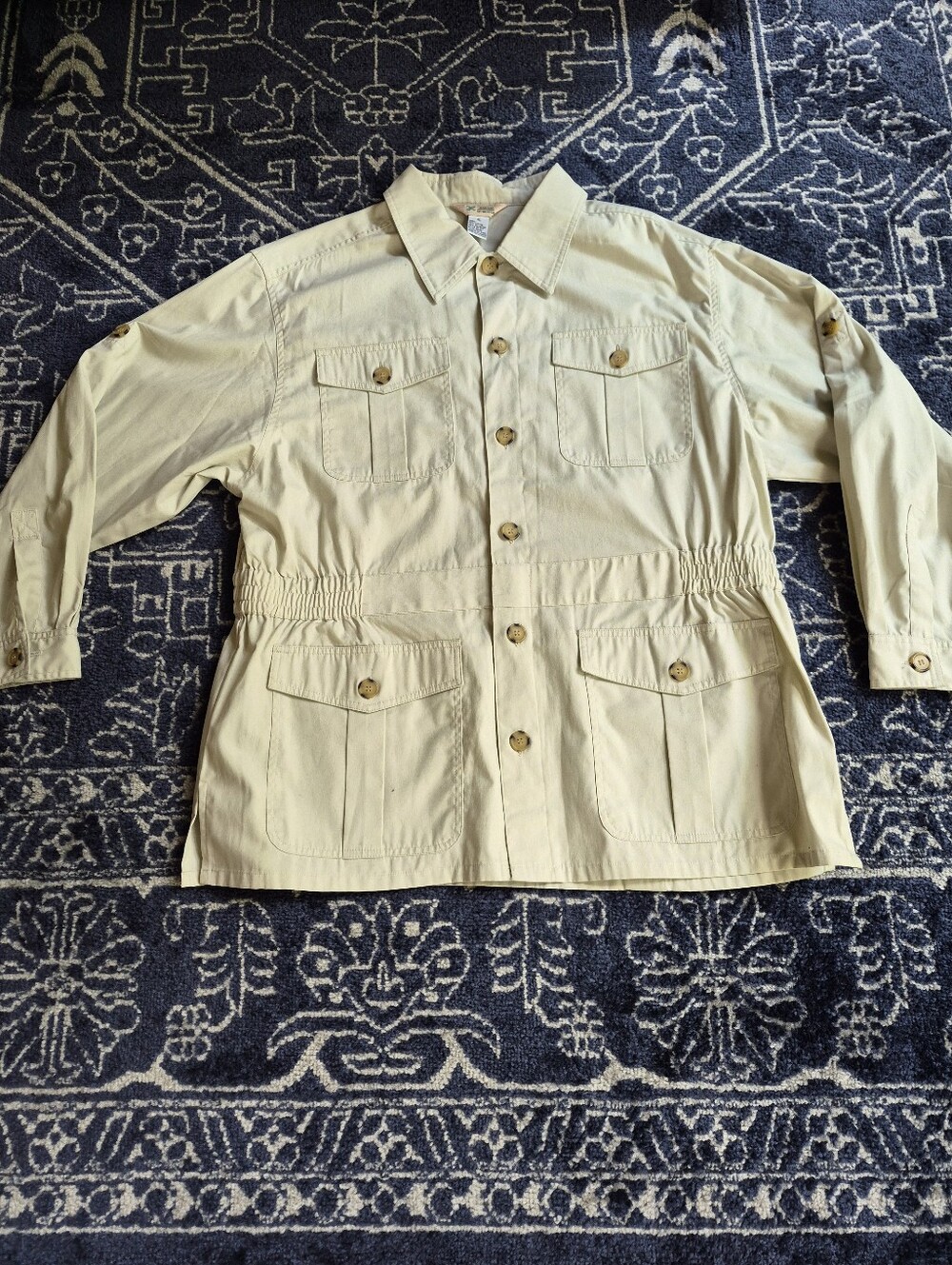 Vintage 1980s Haband Safari Jacket, RollUp Sleeves, Full Rear Side Pleats, MINT!